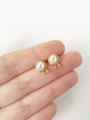 1 pairs x Gold Pearl Earring Studs with Loops (1899)