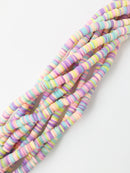 1 strand x 6mm Multicolour Polymer Clay Disc Beads, Vinyl Heishi Beads (1852)