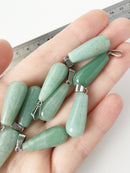 1 x Green Aventurine Long Teardrop Pendant, 35x11mm Healing Gemstone Pendant (1845)