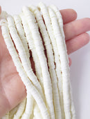 1 strand x 6mm Ivory Polymer Clay Disc Beads, Vinyl Heishi Beads (1851)