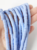 1 strand x 6mm Cornflower Blue Polymer Clay Disc Beads, Vinyl Heishi Beads (1855)