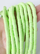 1 strand x 6mm Light Green Polymer Clay Disc Beads, Vinyl Heishi Beads (1858)