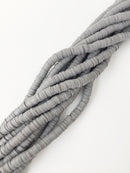 1 Strand x 6mm Grey Polymer Clay Disc Beads, Vinyl Heishi Beads (1854)