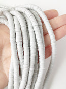 1 strand x 6mm Pastel Grey Polymer Clay Disc Beads, Vinyl Heishi Beads (1860)