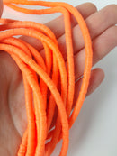 1 strand x 4mm Neon Orange Polymer Clay Disc Beads, Vinyl Heishi Beads (1776)