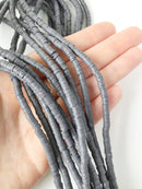 1 strand x 4mm Grey Polymer Clay Disc Beads, Vinyl Heishi Beads (1772)