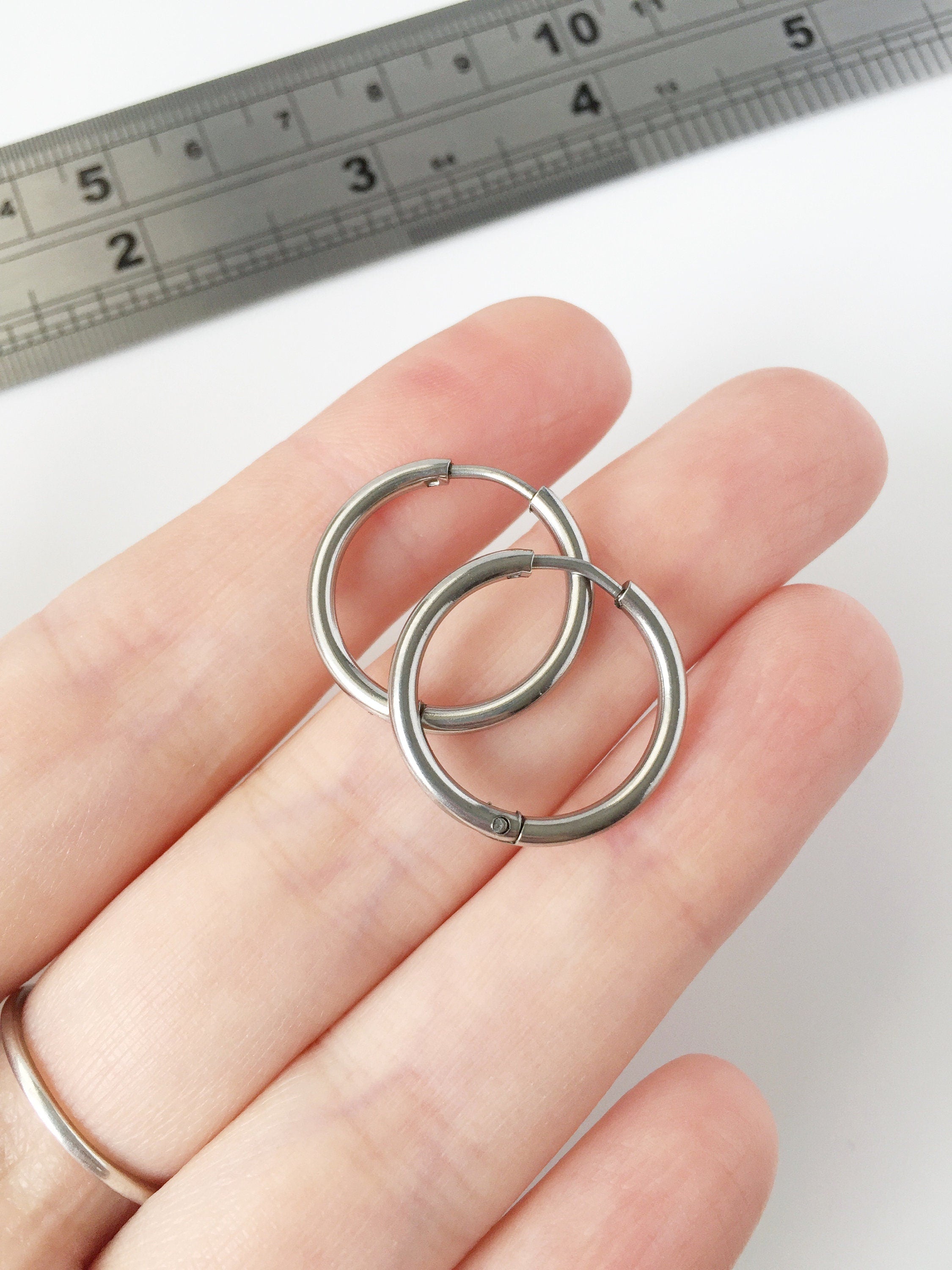 1 pair x Stainless Steel Hoop Earring Blanks, 20x2mm (1782S)