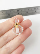 1 x Clear Natural Quartz Perfume Bottle Pendant, Healing Crystal Pendant 17x21mm(1638)