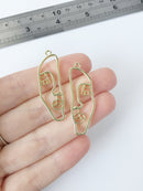 2 x Gold Plated Abstract Face Outline Charms, 40x13mm (1624)