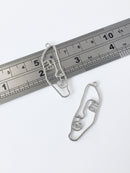 2 x Rhodium Plated Abstract Face Outline Pendants, 40x13mm (1618)