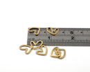 20 x Raw Brass Heart Connectors, 14mm (C0377)