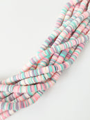 1 strand x 6mm Multicolour Polymer Clay Disc Beads, Vinyl Heishi Beads (1767)