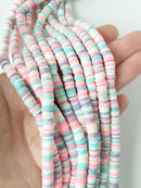 1 strand x 6mm Multicolour Polymer Clay Disc Beads, Vinyl Heishi Beads (1767)