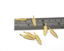 8 x Raw Brass Feather Charms, 26x5mm (C0414)