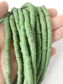 1 strand x 6mm Khaki Polymer Clay Disc Beads, Vinyl Heishi Beads (1765)