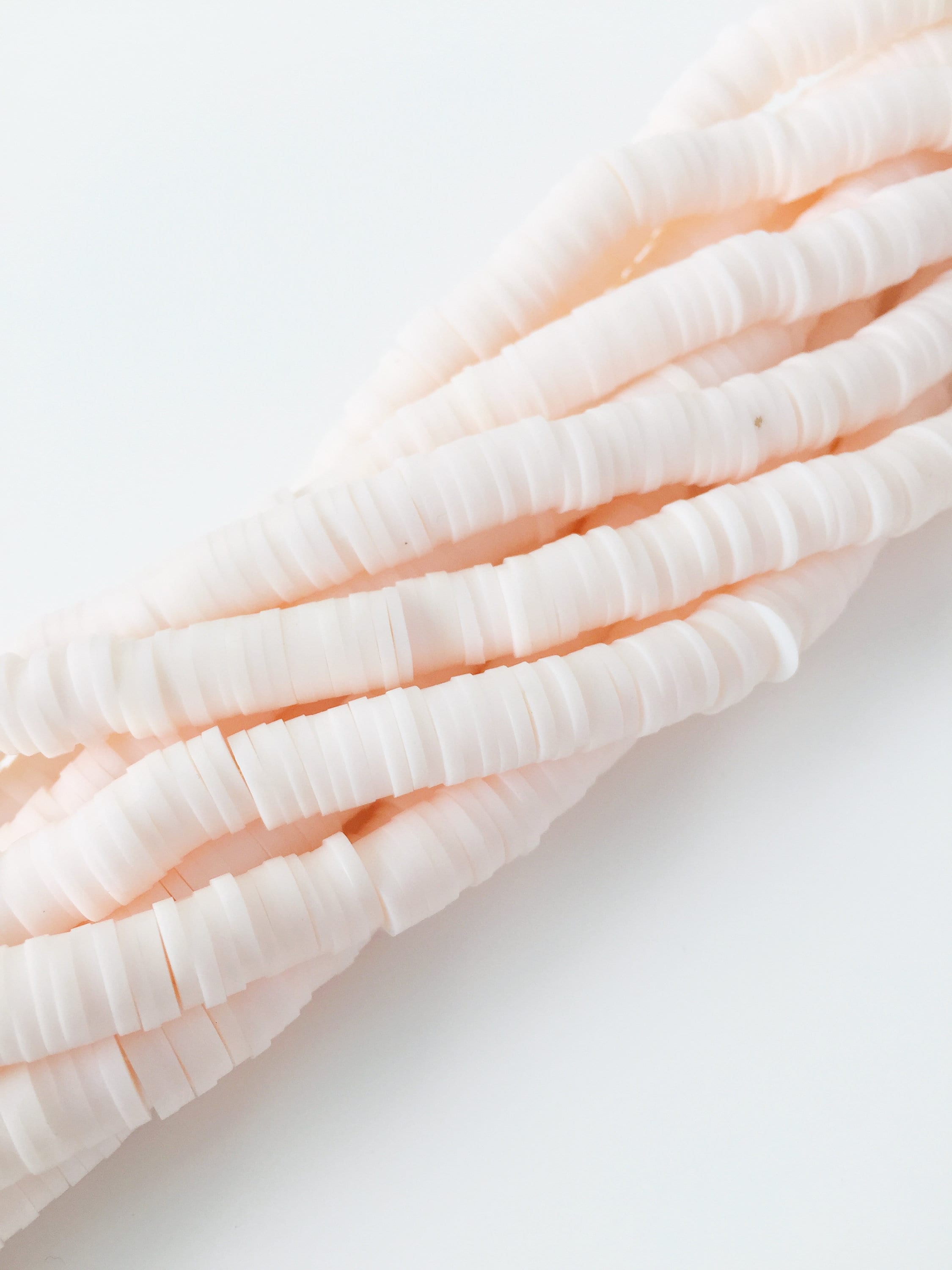 1 strand x 6mm Nude Polymer Clay Disc Beads, Vinyl Heishi Beads (1859)