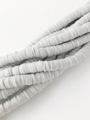 1 strand x 6mm Pastel Grey Polymer Clay Disc Beads, Vinyl Heishi Beads (1860)
