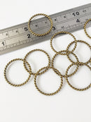 10 x Bronze Tone Twisted Round Connectors, 25mm Bronze Linking Rings (2460)