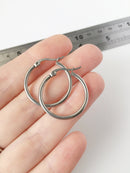 1 pair x Stainless Steel Tubular Earring Hoops, 24mm (1794)