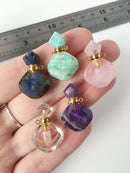 1 x Clear Natural Quartz Perfume Bottle Pendant, Healing Crystal Pendant 17x21mm(1638)