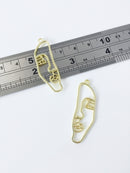 2 x Gold Plated Abstract Face Outline Charms, 40x13mm (1624)
