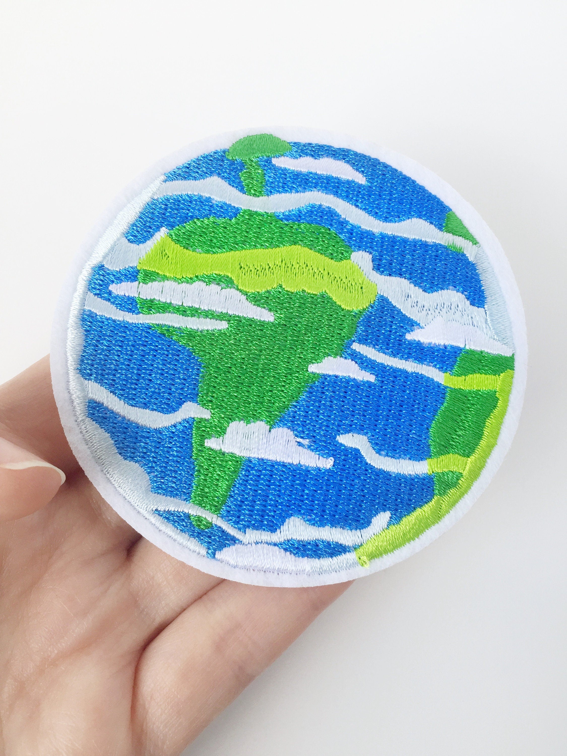 Embroidered Earth Iron-on Patch, Planet Motif, African Continent Patch