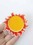 Sun Iron-on Patch, Embroidered Solar System Applique (P035)