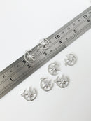 1 x Rhodium Plated Moon and Star Pendant with Cubic Zirconia, 15x17mm (2236)