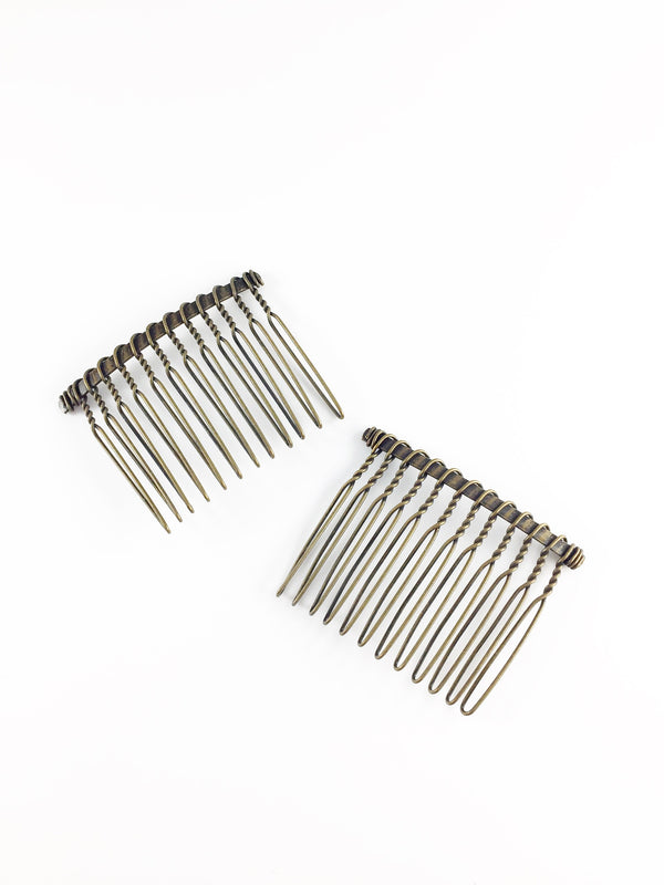 6 x Bronze Wire Hair Combs, 34x48mm Medium Size Hair Comb Base