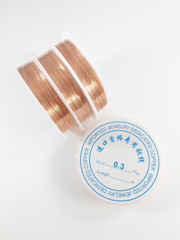 1 spool x 0.3mm Rose Gold Craft Wire 28 Gauge Copper Jewellery Wire (2441)