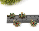 8 x Enamel Snowflake Gold Pendants with Crystal Centre, 21x17mm (C0574)