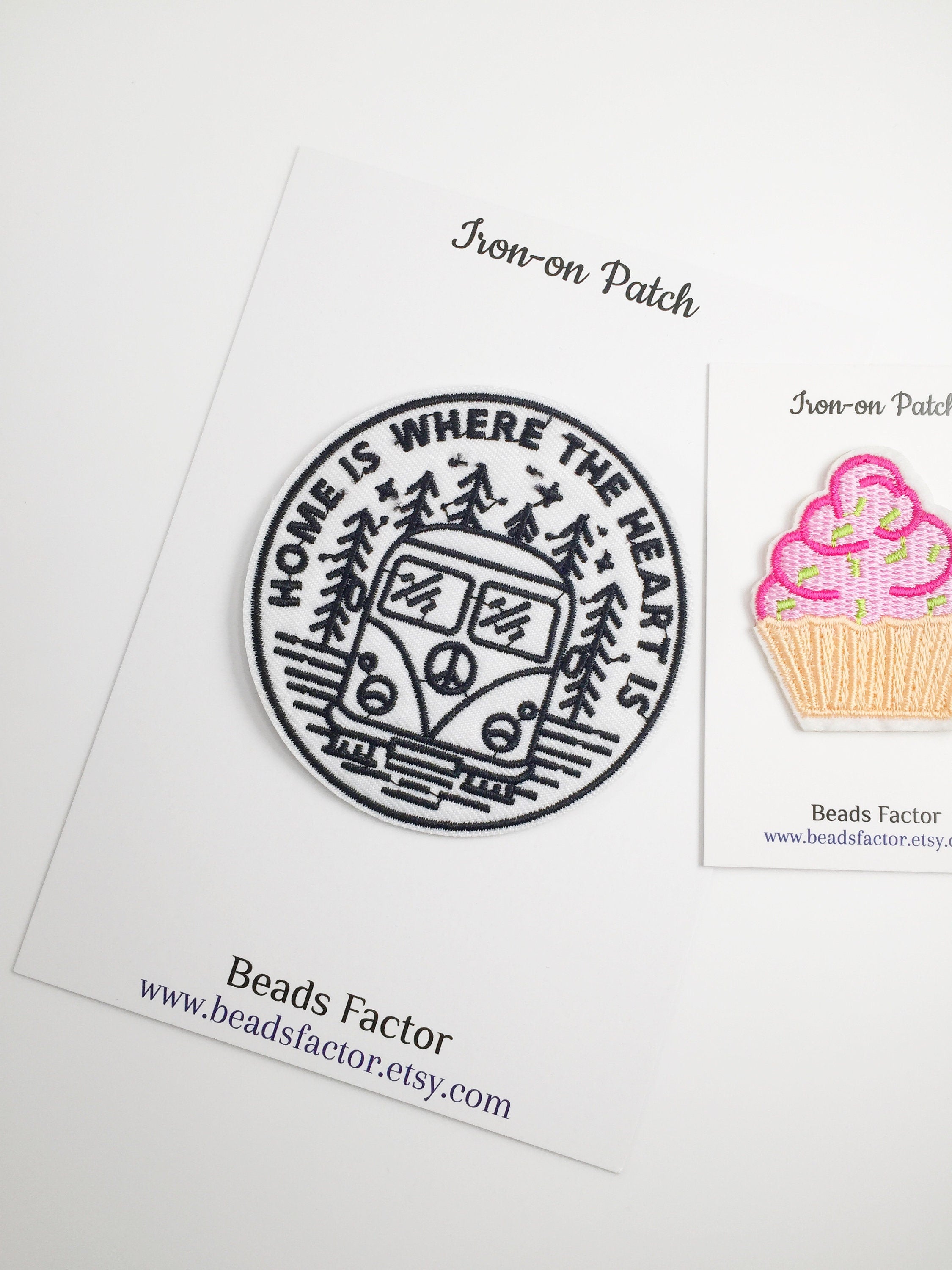 Home Is Where the Heart Is Iron-on Patch, Embroidered Landscape Badge