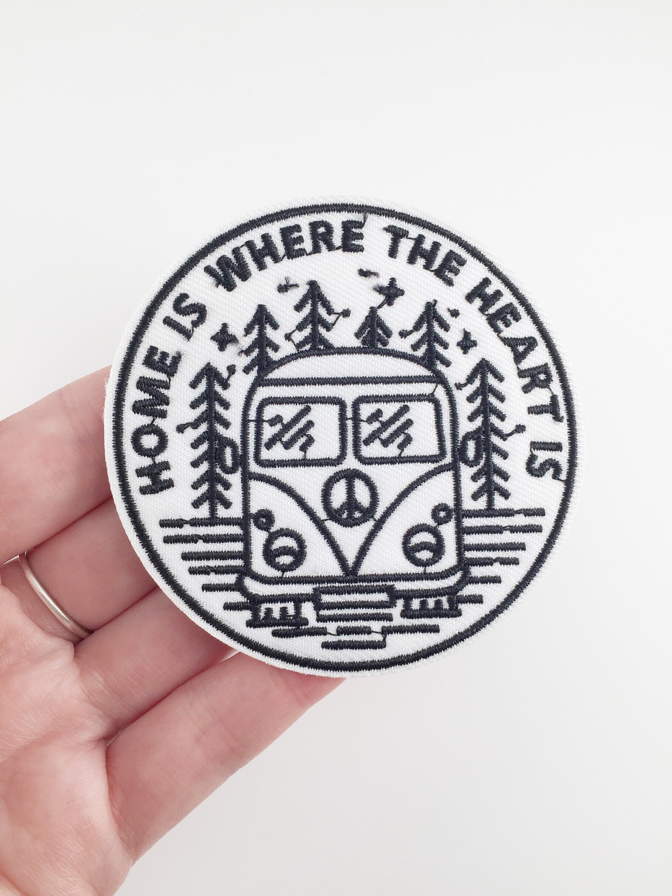 Home Is Where the Heart Is Iron-on Patch, Embroidered Landscape Badge