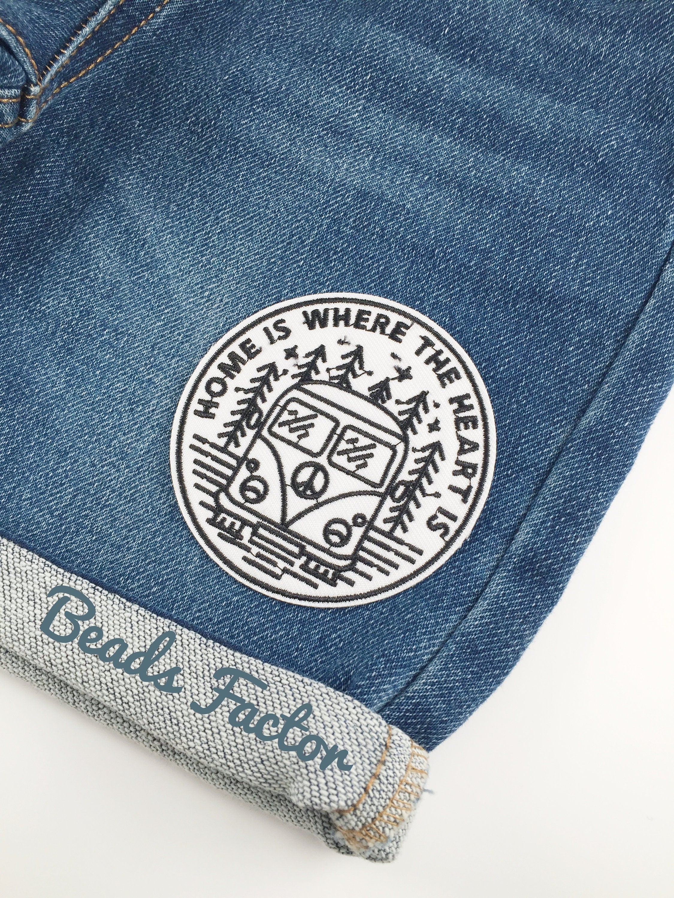 Home Is Where the Heart Is Iron-on Patch, Embroidered Landscape Badge