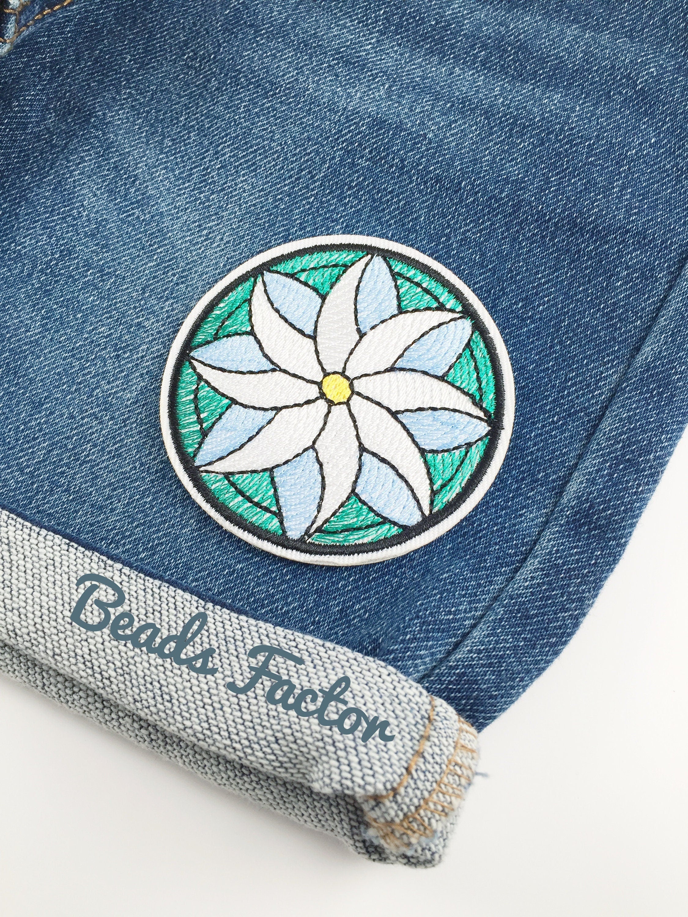 Lotus Iron-on Patch, White Lotus Clothes Applique