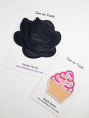 Black Rose Iron-on Patch, Embroidered Gothic Rose Applique