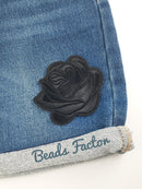 Black Rose Iron-on Patch, Embroidered Gothic Rose Applique