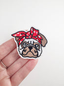 French Bulldog Iron-on Patch, Embroidered Frenchie Motif
