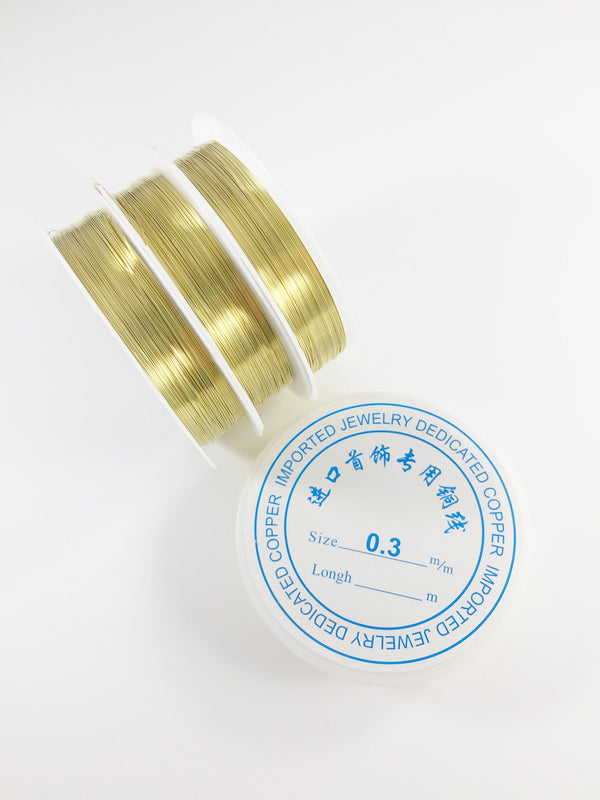 Gold Tone Jewellery Wire 28 Gauge, 0.3mm (2439, 2441)