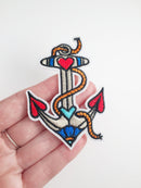Anchor Iron-on Patch, Embroidered Sailor Badge (P089)
