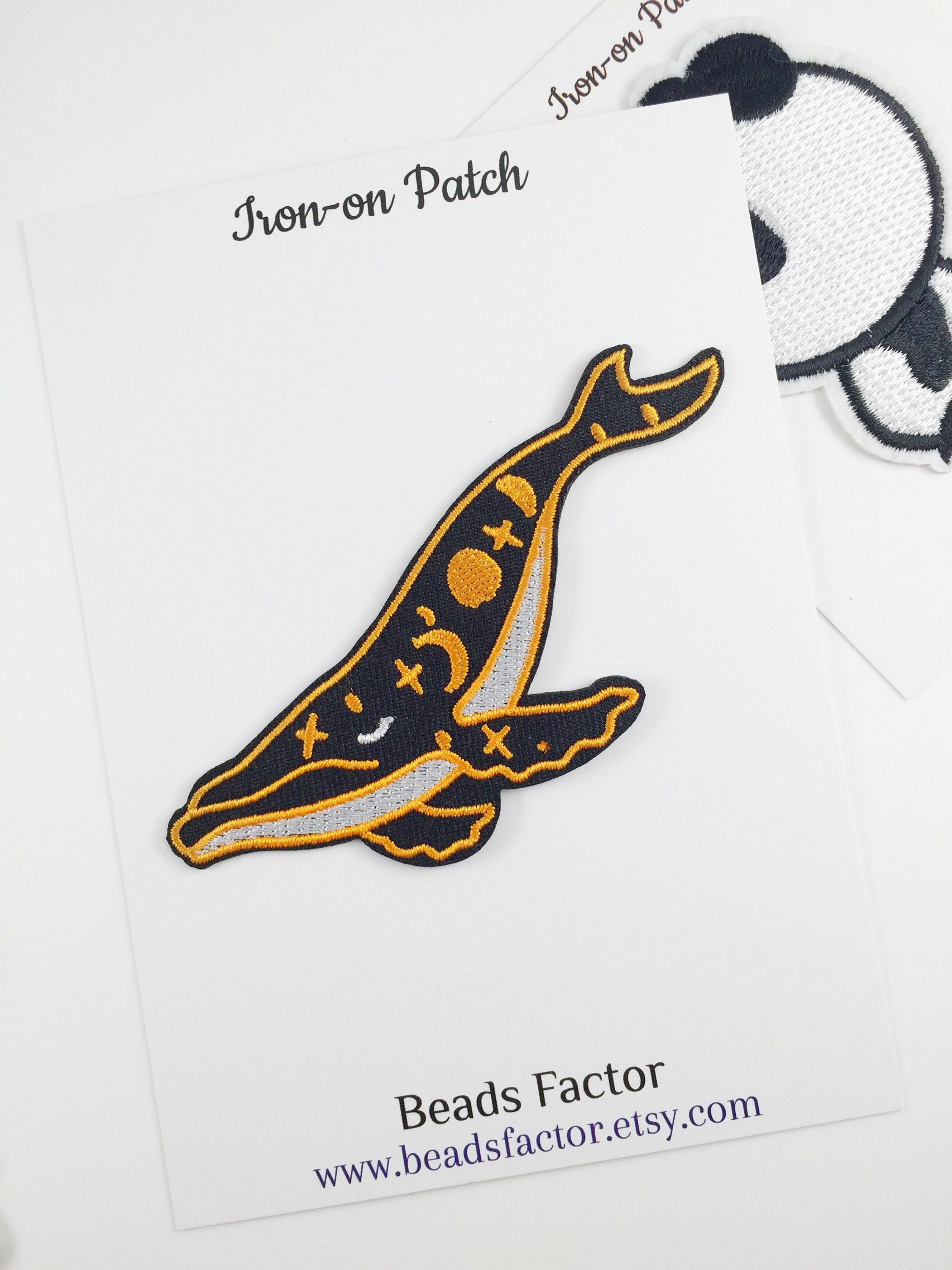 Celestial Whale Iron-on Patch, Embroidered Star Whale Applique