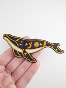 Celestial Whale Iron-on Patch, Embroidered Star Whale Applique