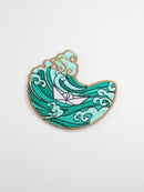 Ocean Wave Iron-on Patch, Paper Boat Embroidery Applique