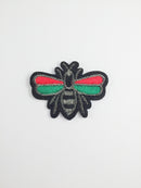 Green and Red Bee Iron-on Patch, Queen Bee Motif