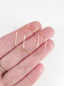 1 pair x Gold Stainless Steel Hexagon Earring Wire, 25x28mm Beadable Earring Hoops (2333)