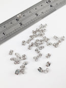 60 x Platinum Plated Earring Nuts, Brass Stud Backs (0063S)