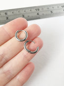 1 pair x Chunky Earring Hoop Blanks, 13mm Stainless Steel Hoops (1669S)