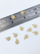 2 x Tiny 18K Gold Plated Flower Charms, 10.5x8mm (2238)