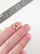 1 x 18K Gold Plated Oval Crescent Moon Pendant with Cubic Zirconia, 12x8.5mm (2208)