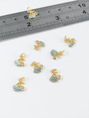 1 x 18K Gold Plated Starfish and Shell Pendant with Cubic Zirconia, 10x8mm (2209)